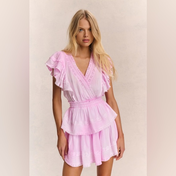 LoveShackFancy Gwen Mini Dress in Peony Pink - Picture 2 of 16